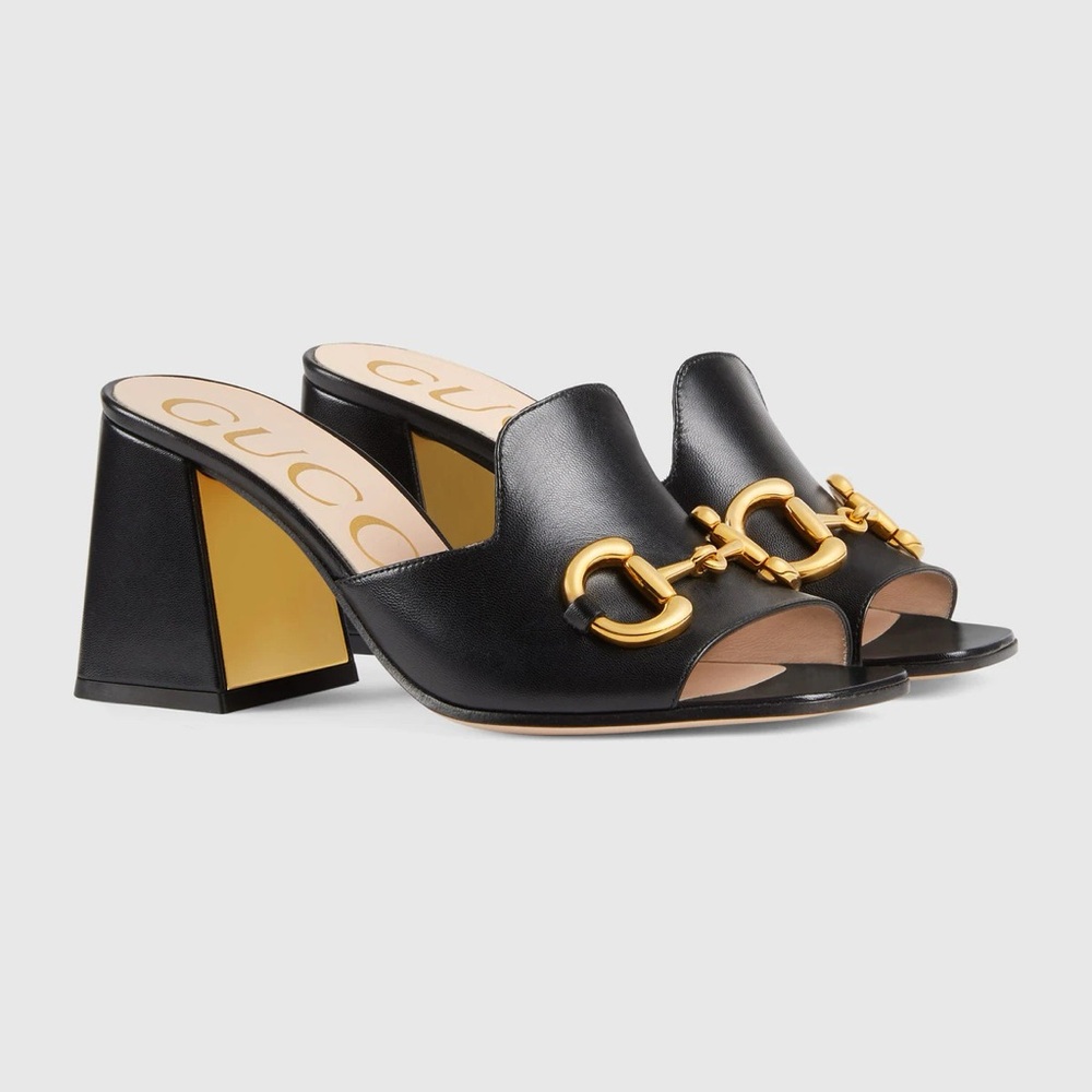 Gucci Horsebit Block Heel Sandals